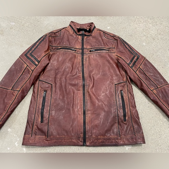 Buckle “Black” Exclusive Distressed Faux Leather Moto Jacket size XL - Picture 2 of 11